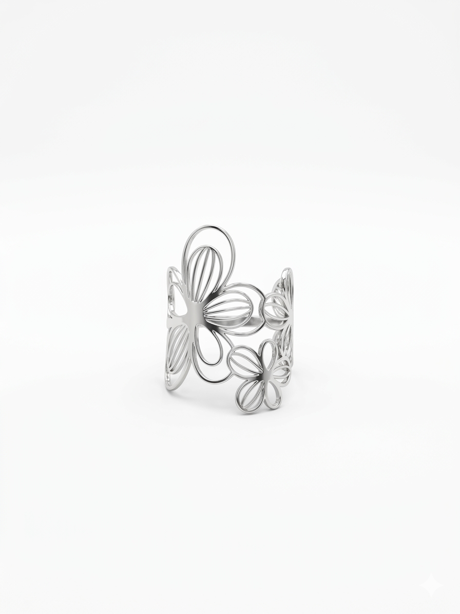 Anello “Floral” in Acciaio Inossidabile