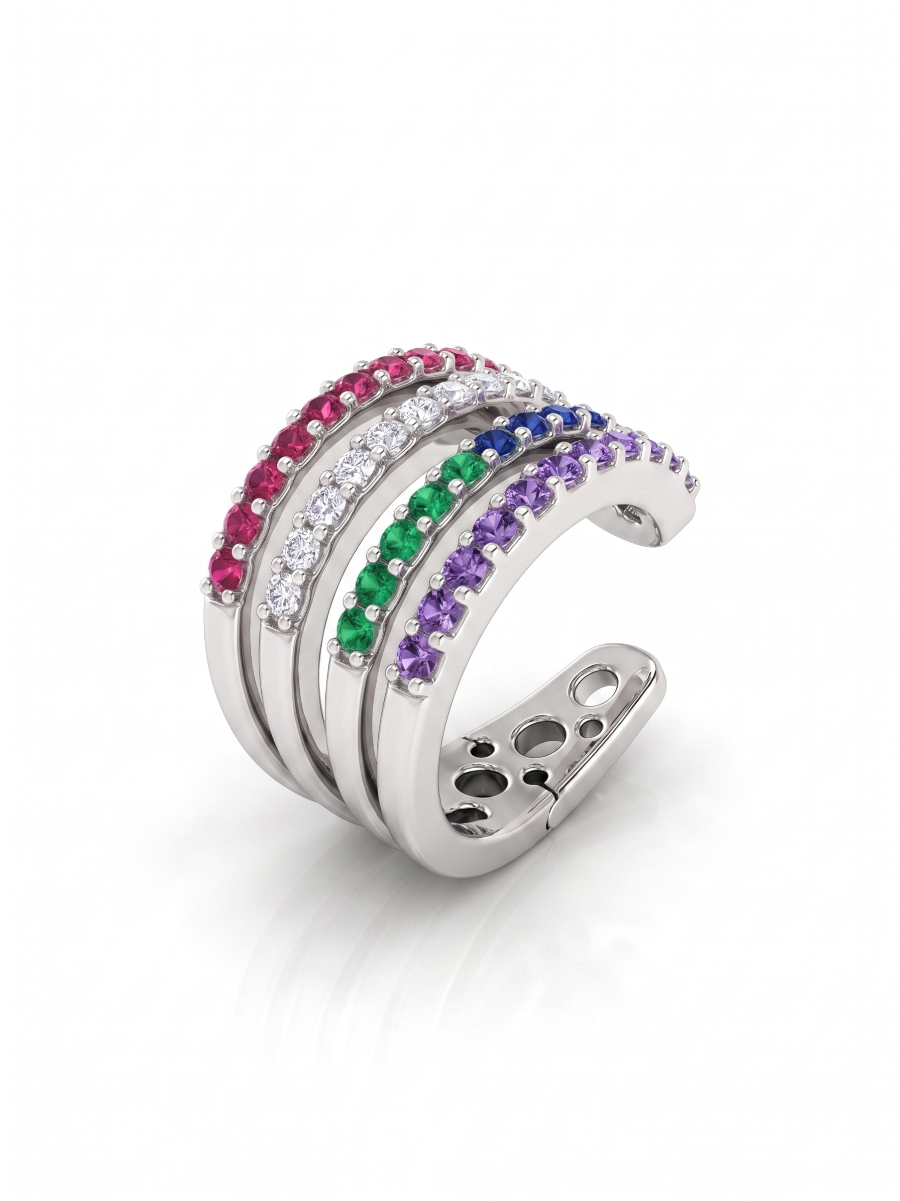 Orecchini Ear Cuff Zirconati Rainbow in Acciaio inossidabile