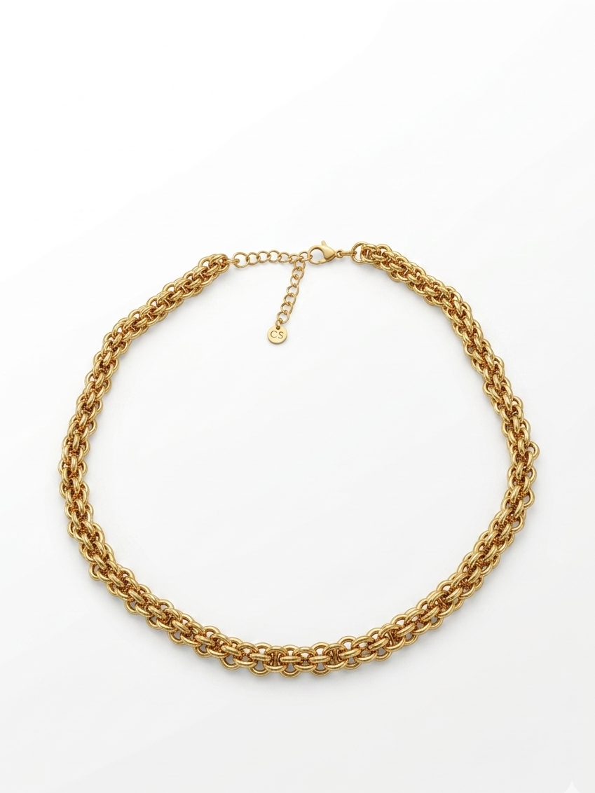 Collana Girocollo Catena Intrecciata in Acciaio Inossidabile