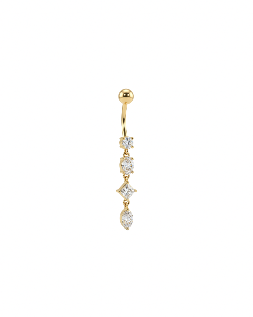 Pearcing ombelico pendente Zirconato in Acciaio 316L