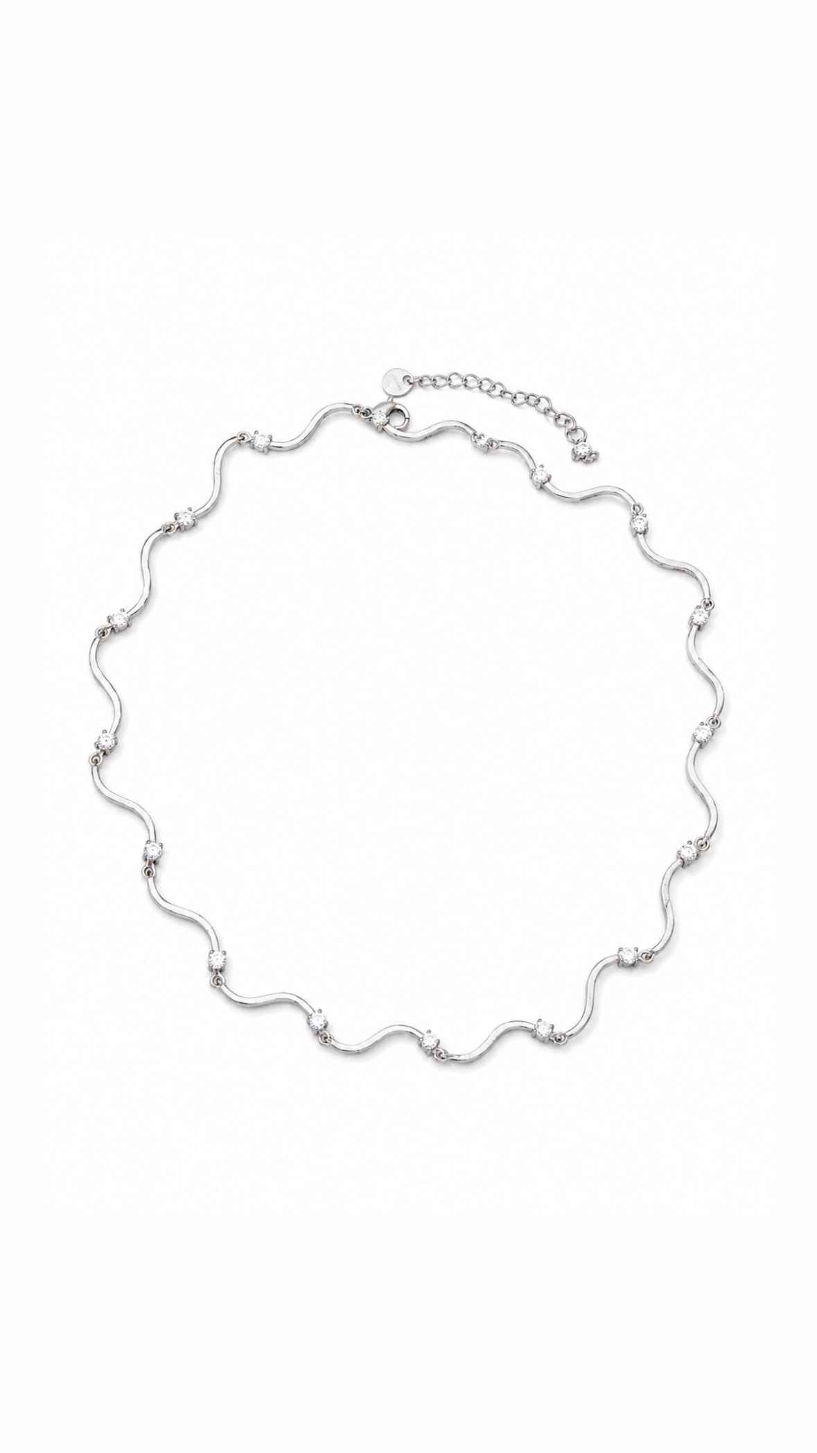 Collana “Wave” Zirconi Bianchi in Acciaio Inossidabile 316L