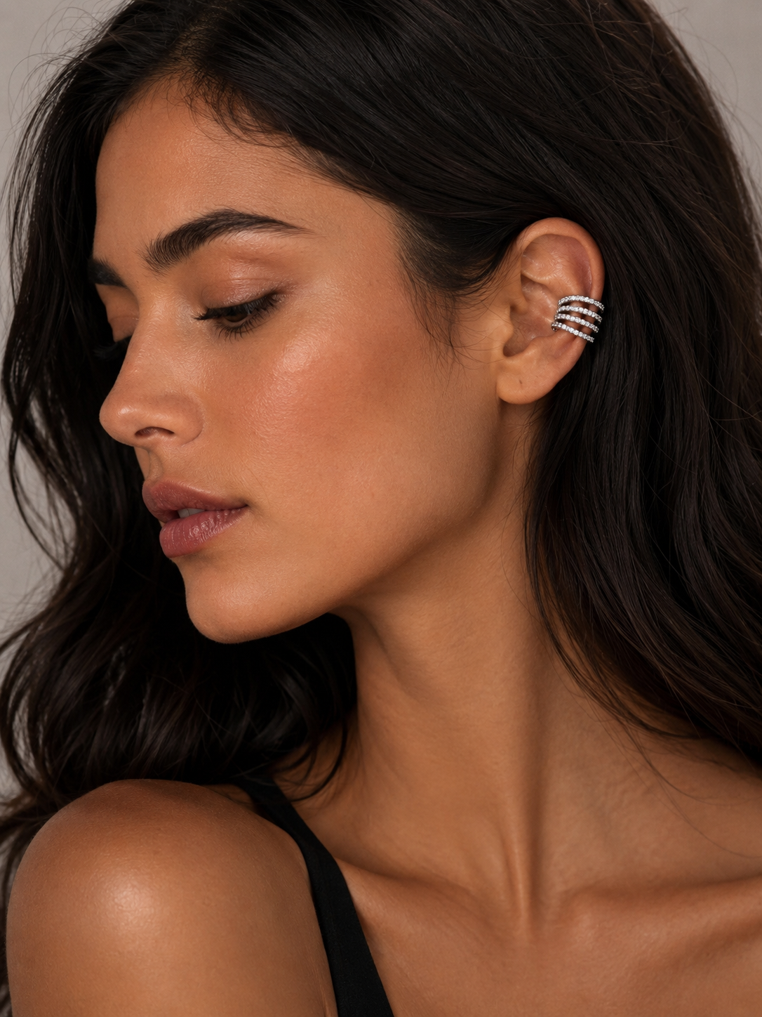 Orecchini Ear Cuff zirconati in Acciaio Inossidabile