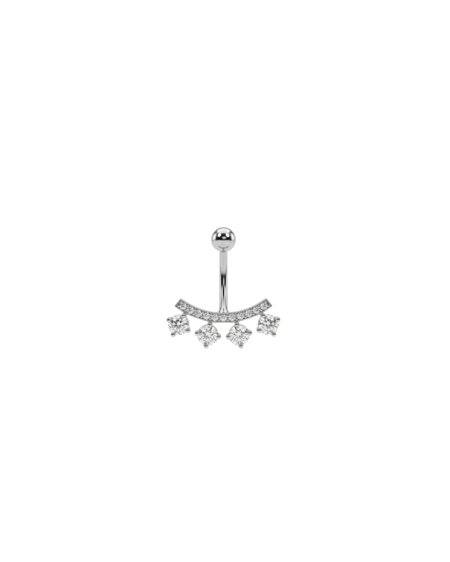 Pearcing Ombelico con Zirconi in Acciaio 316L