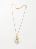 Collana con Ciondolo in Madreperla con Rosa in Acciaio Inossidabile