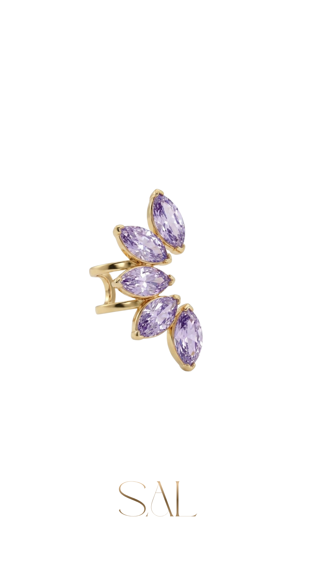 Orecchino Ear Cuff Petali Viola in Acciaio Inossidabile 316L