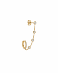 Orecchino Doppio Pearcing con Zirconi bianchi in Acciaio inossidabile 316L