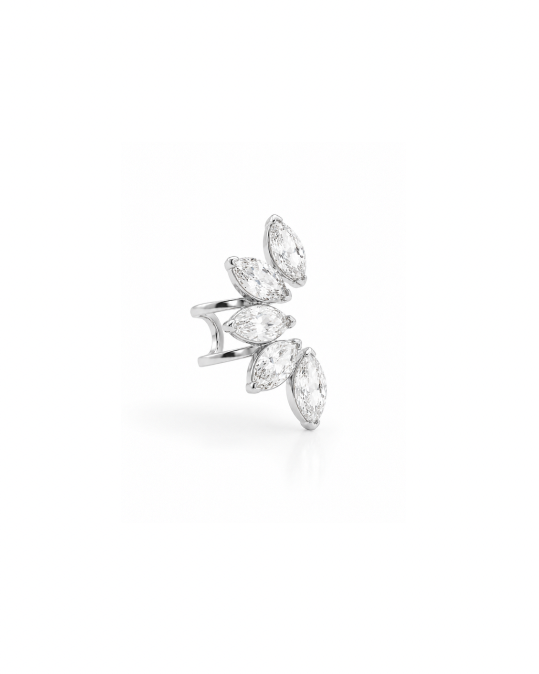 Orecchino Ear cuff Petali Bianchi in acciaio inossidabile 316L