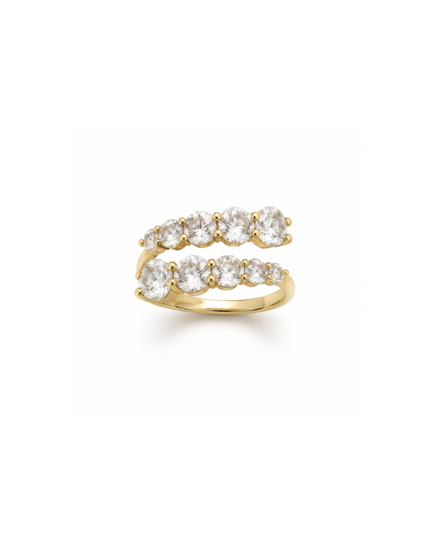 Anello Fascia Doppia Zirconi in Acciaio Inossidabile 316L