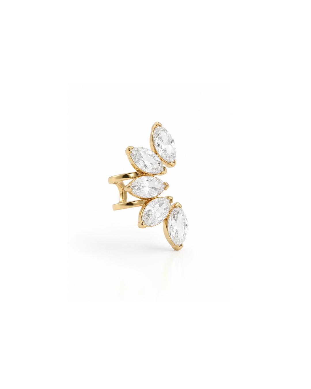 Orecchino Ear Cuff petali bianchi in Acciaio Inossidabile 316L
