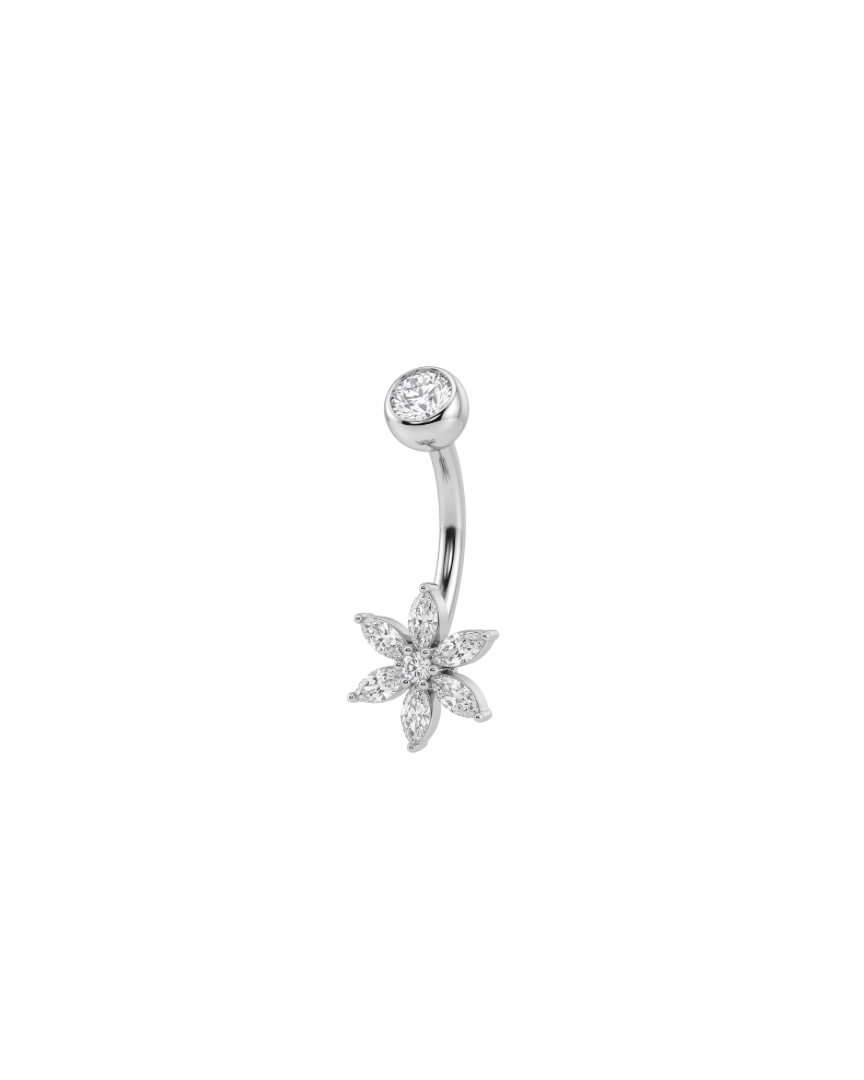 Pearcing Ombelico Fiorellino Punto Luce in Acciaio 316L