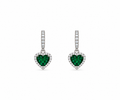Orecchini pendenti con Ciondolo cuore Verde in Argento 925