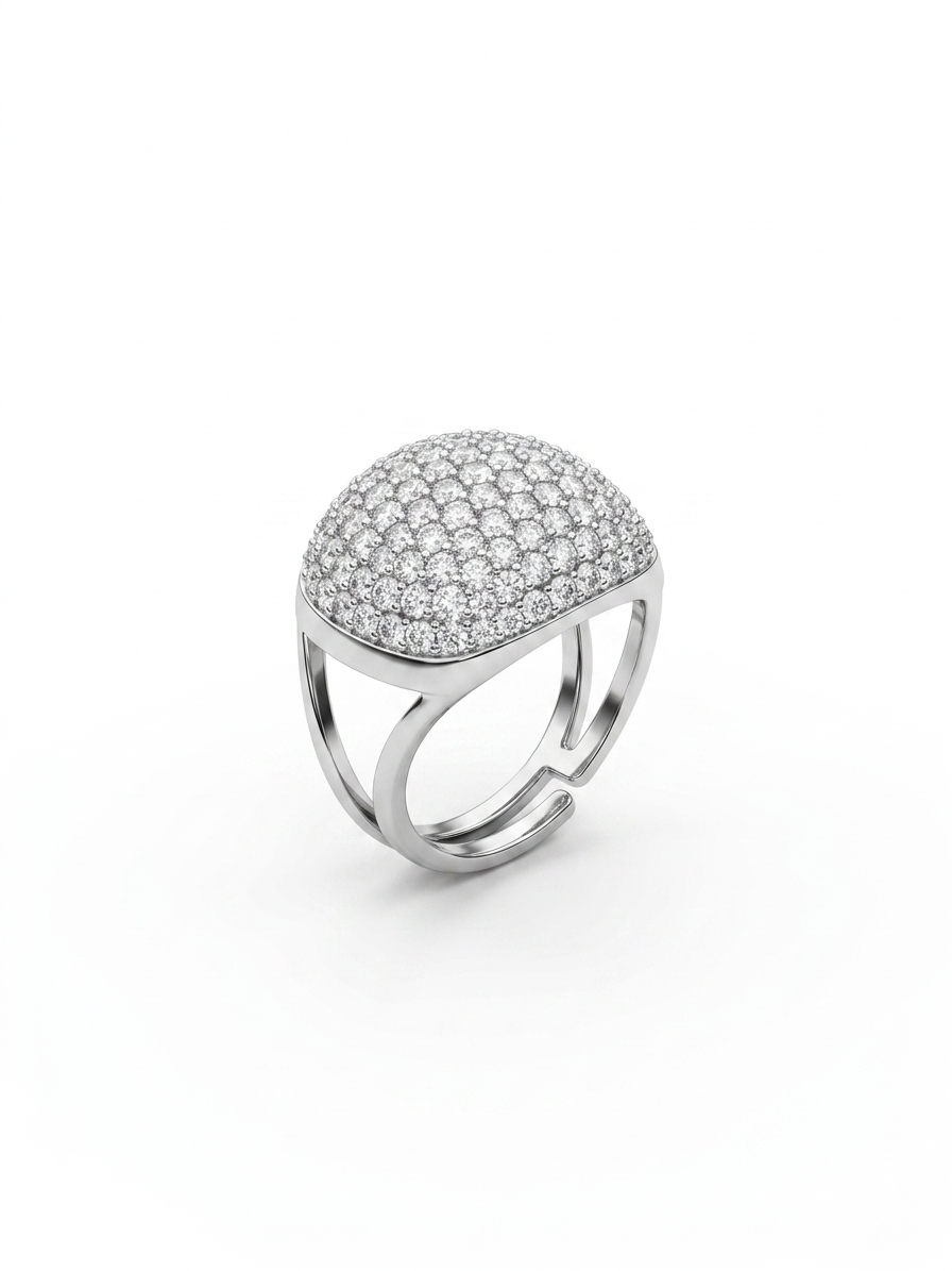Anello “Pavè” In Acciaio Inossidabile