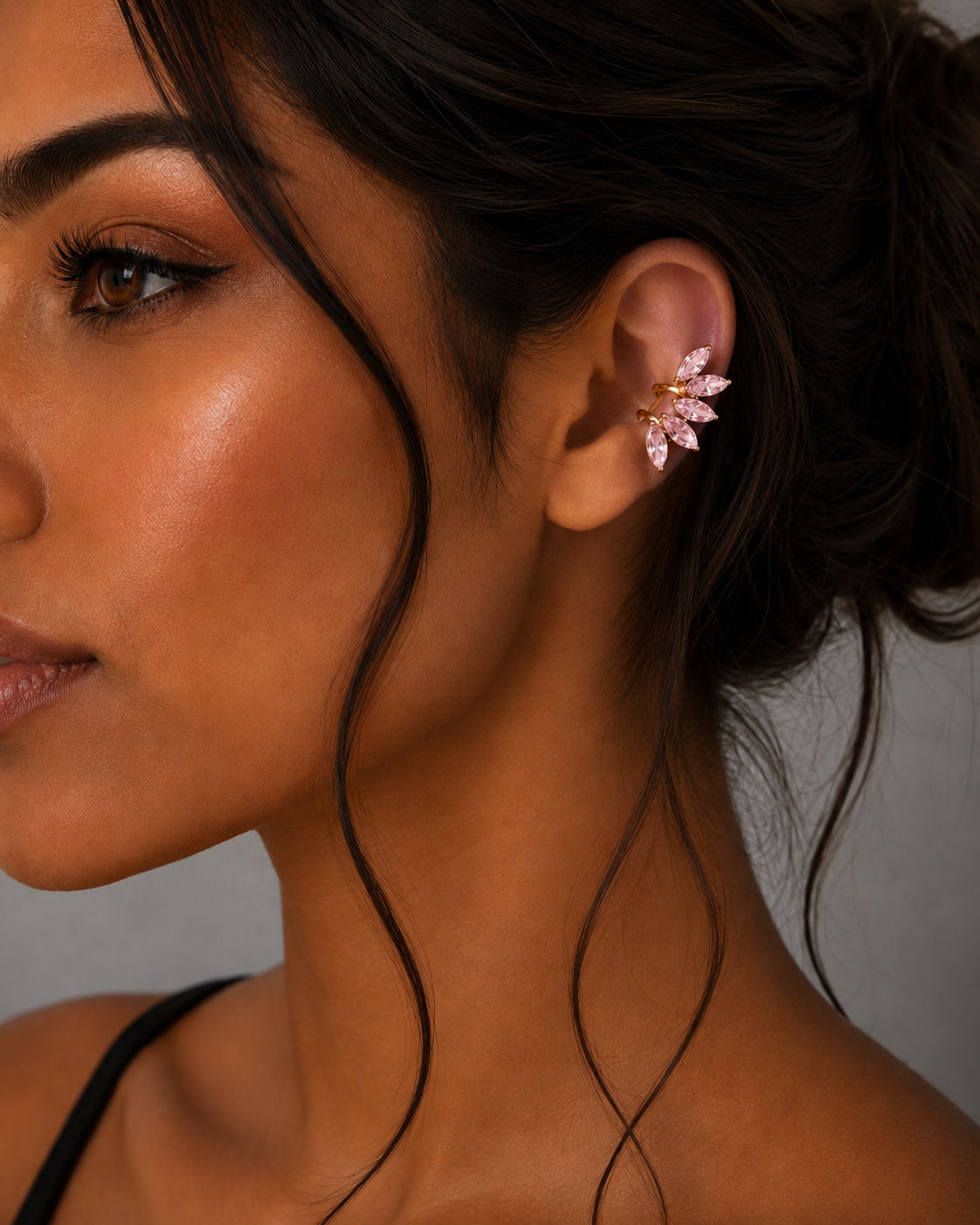 Orecchino Ear Cuff Petali rosa in Acciaio inossidabile 316L