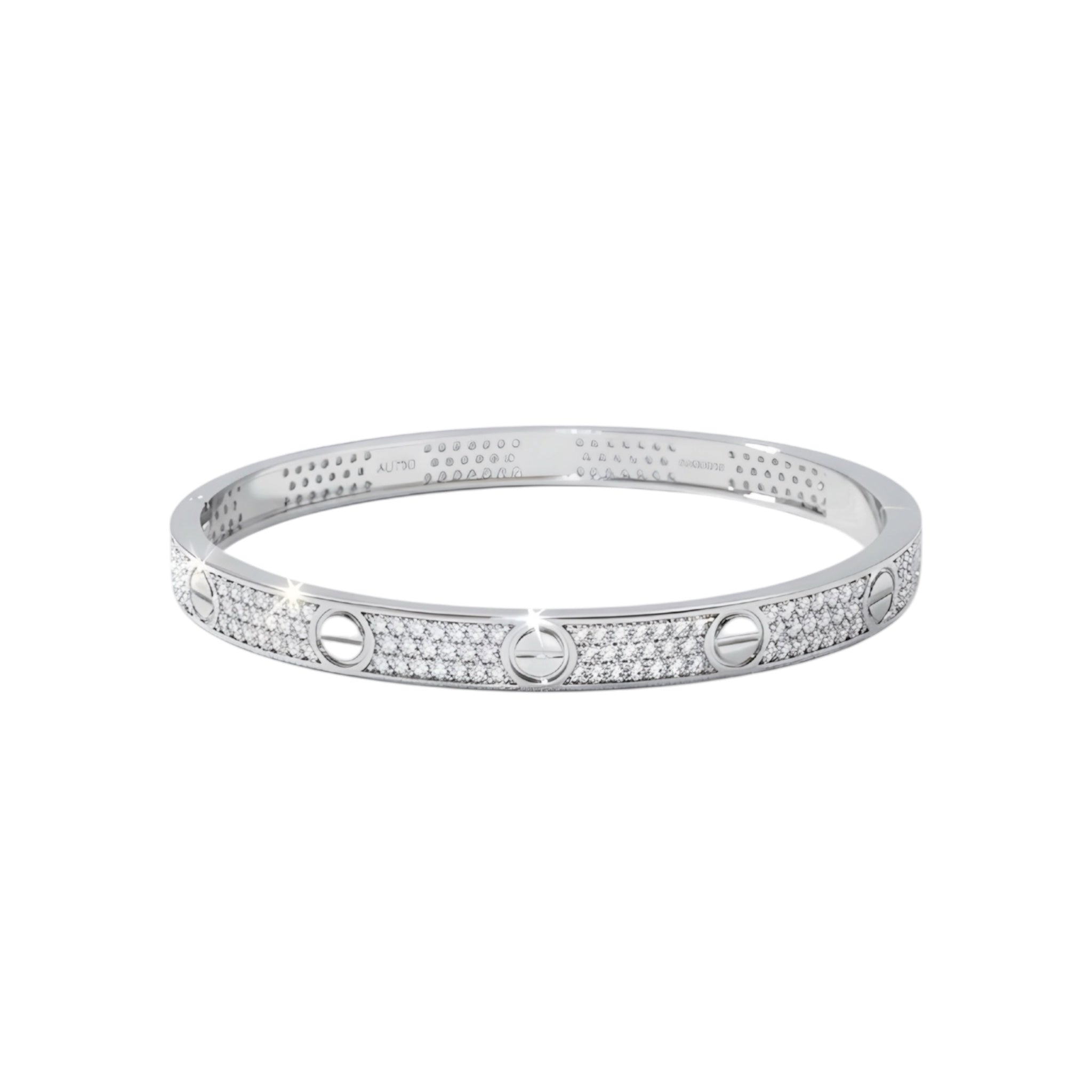 Bracciale in acciaio inox bianco e zirconi
