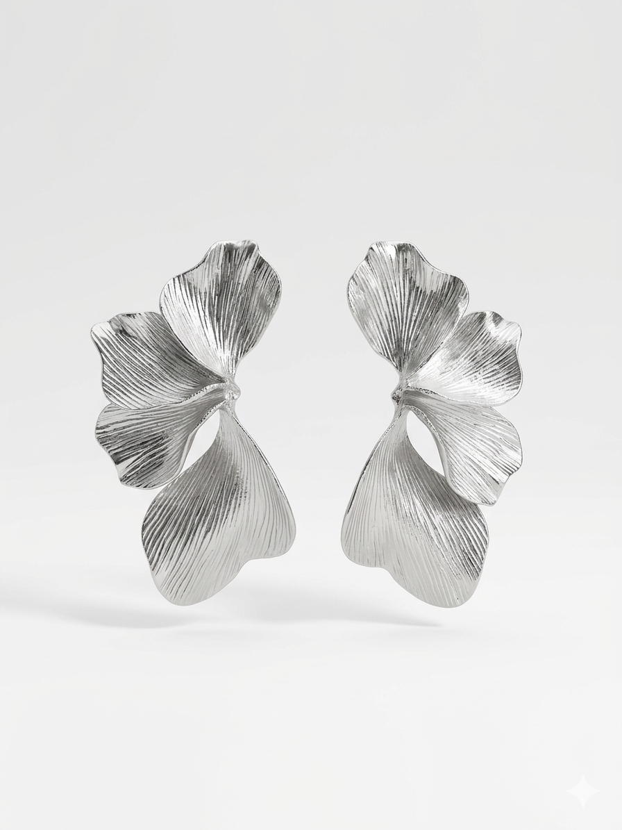 Orecchini Eleganti foglia di ginkgo in Acciaio inox