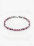 Bracciale Tennis con zirconi rosa in Acciaio Inossidabile