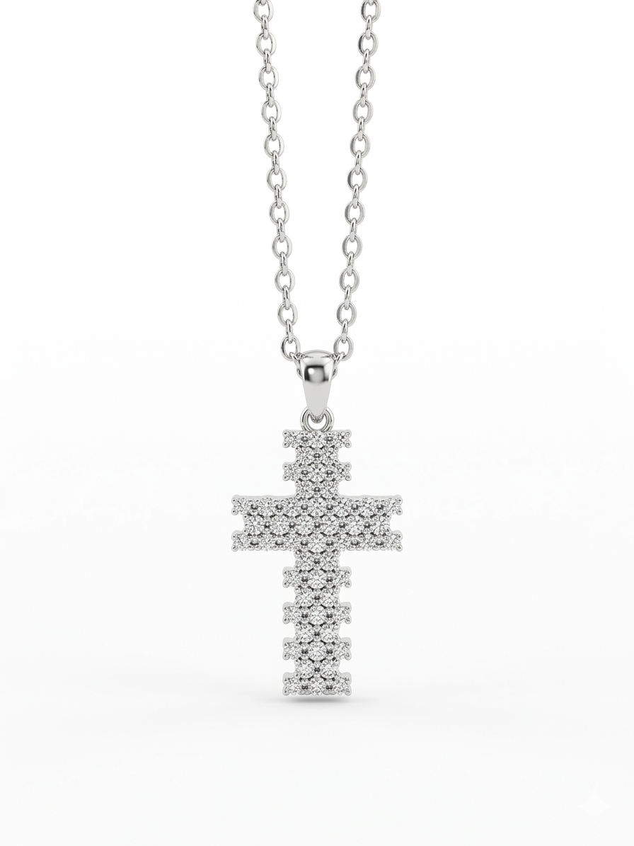 Collana con Croce Zirconata in Argento 925