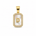 Ciondolo con Lettera in Acciaio Inossidabile e Zirconi